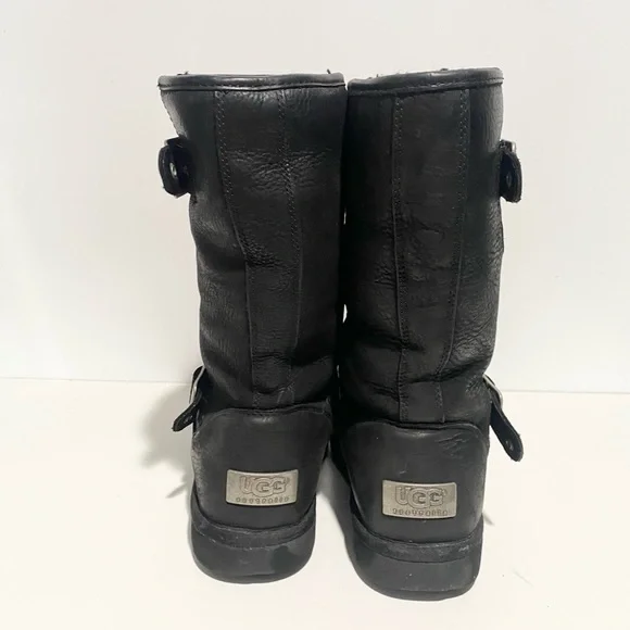 Women UGG Australia Sutter‎ Boot 1005374 Black Leather Size 6 - Picture 6 of 8